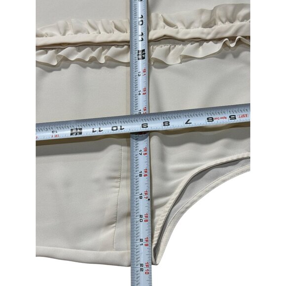 NEW Banana Republic Size PL Ruffle Front Collared Sleeveless Button Up Cream - Picture 8 of 9